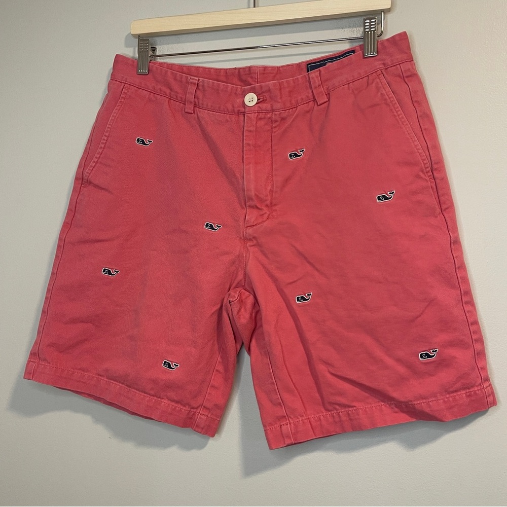 Vineyard Vines Salmon Whale Breaker Shorts flat front 34